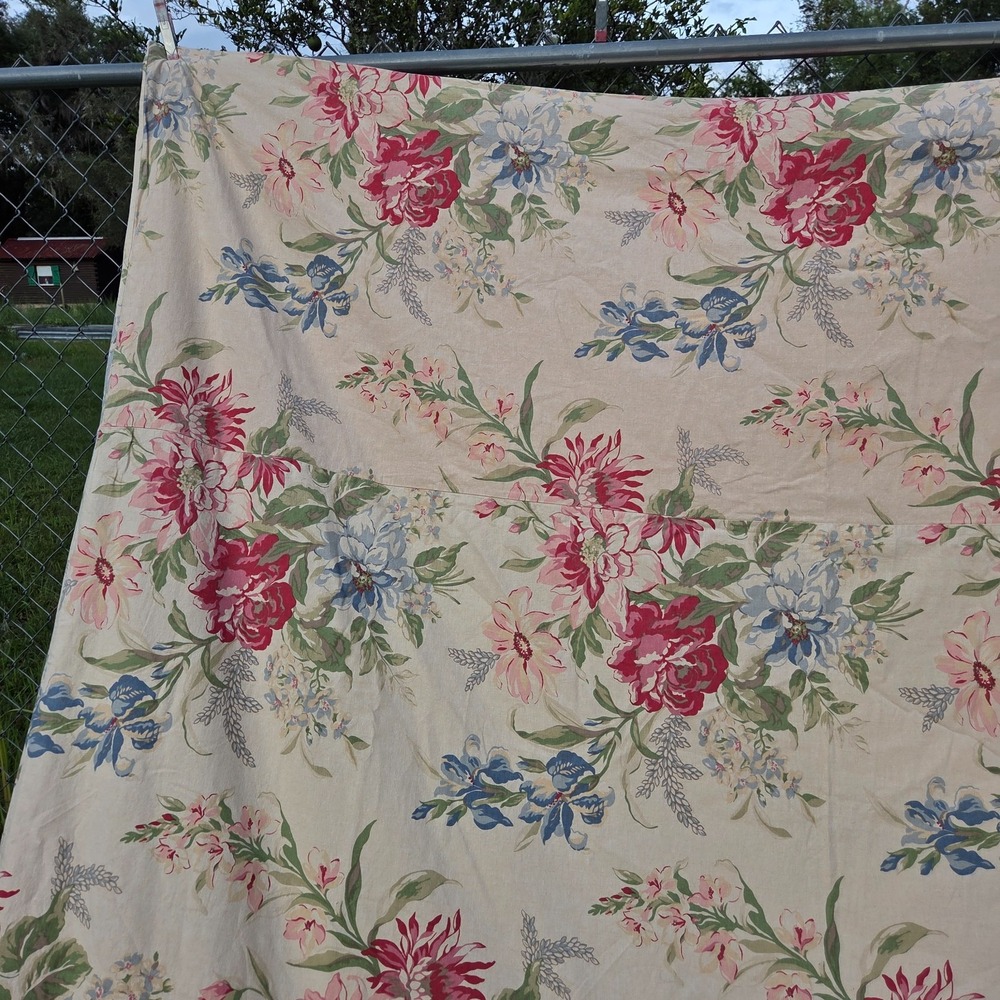Pottery Barn Marla Duvet‎ King Linen Blend Red Floral Roses Peony Iris Pink - Picture 8 of 16